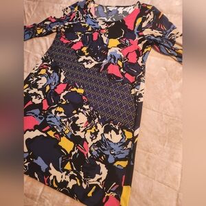 Dana Buchman Floral Patterned 3/4 Sleeve Dress Size Xl